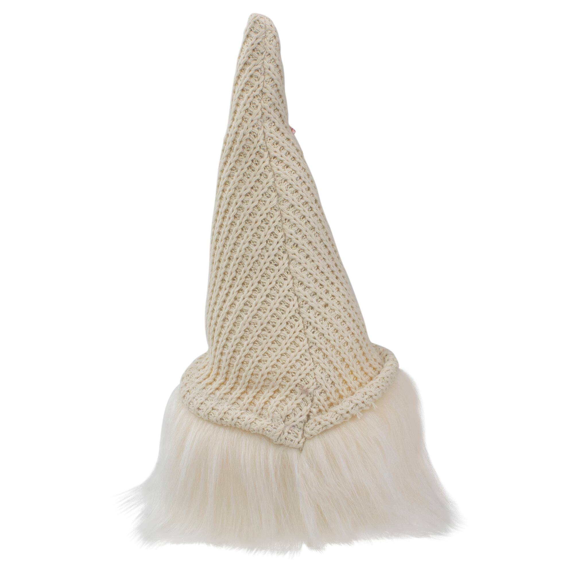 10" Lighted Cream Gnome Head with Knitted Hat Figure